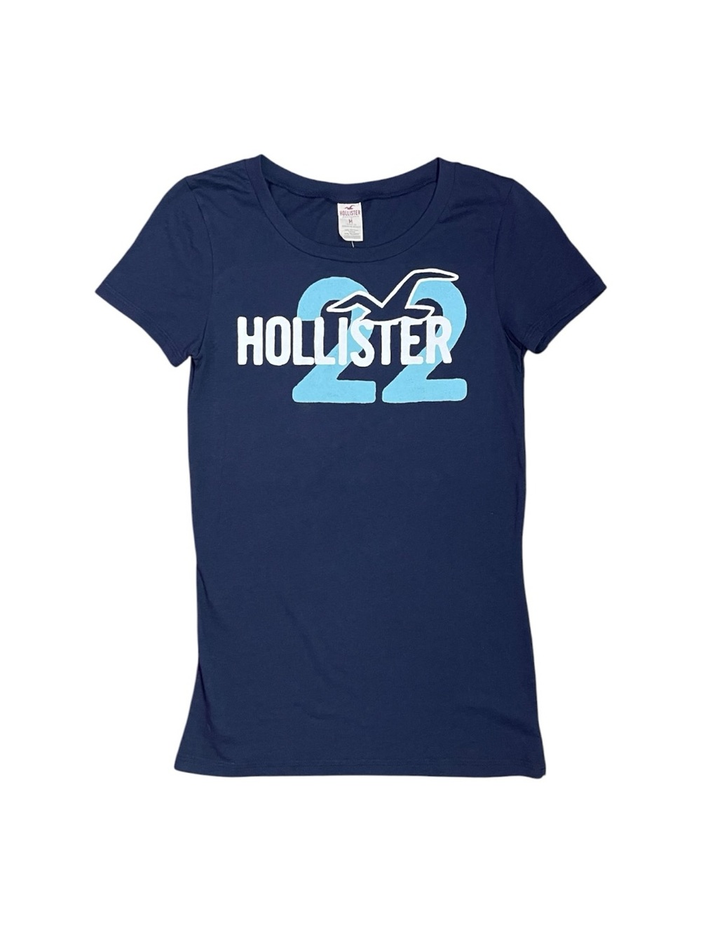 Hollister Y2K Logo Graphic Tee Navy Blue Bird Print Deadstock Women’s Medium NWT